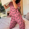 Dark Pink Ladies Pyjamas Printed Short Sleeved Tshirt And Pants Sleepwear Casual Home Wear Cozy Pie 4
