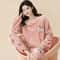 Autumn Winter Cute Cartoon Bear Padded Nightwear Thickened Warm Flannel Women Sleepwear Coral Velve 3