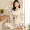 Thin Sexy Sleepwear Lovely Home Suit Autumn Pyjamas Set Women Round Neck Girls Teacup Sleepwear Lon 5