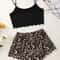 Sexy Womens Pajamas Set Leopard Print Sling Sleepwear VNeck Sleeveless Top And Shorts Set Comfortab 2