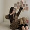 Thailand Spring And Fall Pajamas Set Womens Leopard Print Loungewear LongSleeved Sleepwear Upscale 1