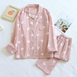 women's cotton long sleeve pants pajama set, new spring and autumn two piece, love lovely sweet home furnishing set