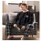 New Summer Mens Pyjamas Black Plaid Trousers LongSleeved TwoPiece Set Large Size Youth Home Wear Su 2