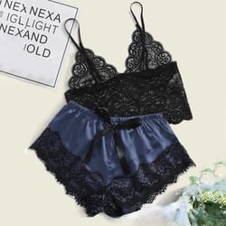 lace pajama set, sexy sleepwear for women, top shorts lingerie, comfortable underwear pajama set