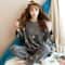 Women Autumn Thin Pyjamas Set Round Neck Bear Pajamas Teacup Cat Full Sleepwear Tops Lovers Pajama 0