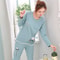 Women Autumn Thin Pyjamas Set Round Neck Bear Pajamas Teacup Cat Full Sleepwear Tops Lovers Pajama 1
