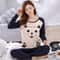 Women Autumn Thin Pyjamas Set Round Neck Bear Pajamas Teacup Cat Full Sleepwear Tops Lovers Pajama 8