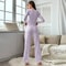 Comfortable Womens Floral Print Pajama Set Sexy Long Sleeve Top And Pants Soft Sleepwear Two Piece 1