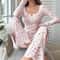 Comfortable Womens Floral Print Pajama Set Sexy Long Sleeve Top And Pants Soft Sleepwear Two Piece 5