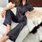 Autumn Womens Pajamas Sets Short Sleeve ButtonDown Pj Set Satin Loungewear Sleepwear Top Pants Com 0