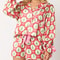 Satin Silk Christmas Pajamas For Women Bow Tie Long Sleeve Shirt Funny Graphic Sleepwear Shorts PJs 2