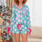 Satin Silk Christmas Pajamas For Women Bow Tie Long Sleeve Shirt Funny Graphic Sleepwear Shorts PJs 3