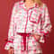 Satin Silk Christmas Pajamas For Women Bow Tie Long Sleeve Shirt Funny Graphic Sleepwear Shorts PJs 1
