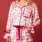 Satin Silk Christmas Pajamas For Women Bow Tie Long Sleeve Shirt Funny Graphic Sleepwear Shorts PJs 1
