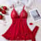 Sexy Lace Lingerie Set For Women Red Hot Sleepwear Nightdress VNeck Sheer Lace Camisole Matching Pa 0