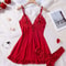 Sexy Lace Lingerie Set For Women Red Hot Sleepwear Nightdress VNeck Sheer Lace Camisole Matching Pa 2