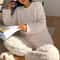 Cozy Women Pajama Set Soft Coral Velvet Jacquard Winter Loungewear Warm Outerwear For Christmas Ba 0