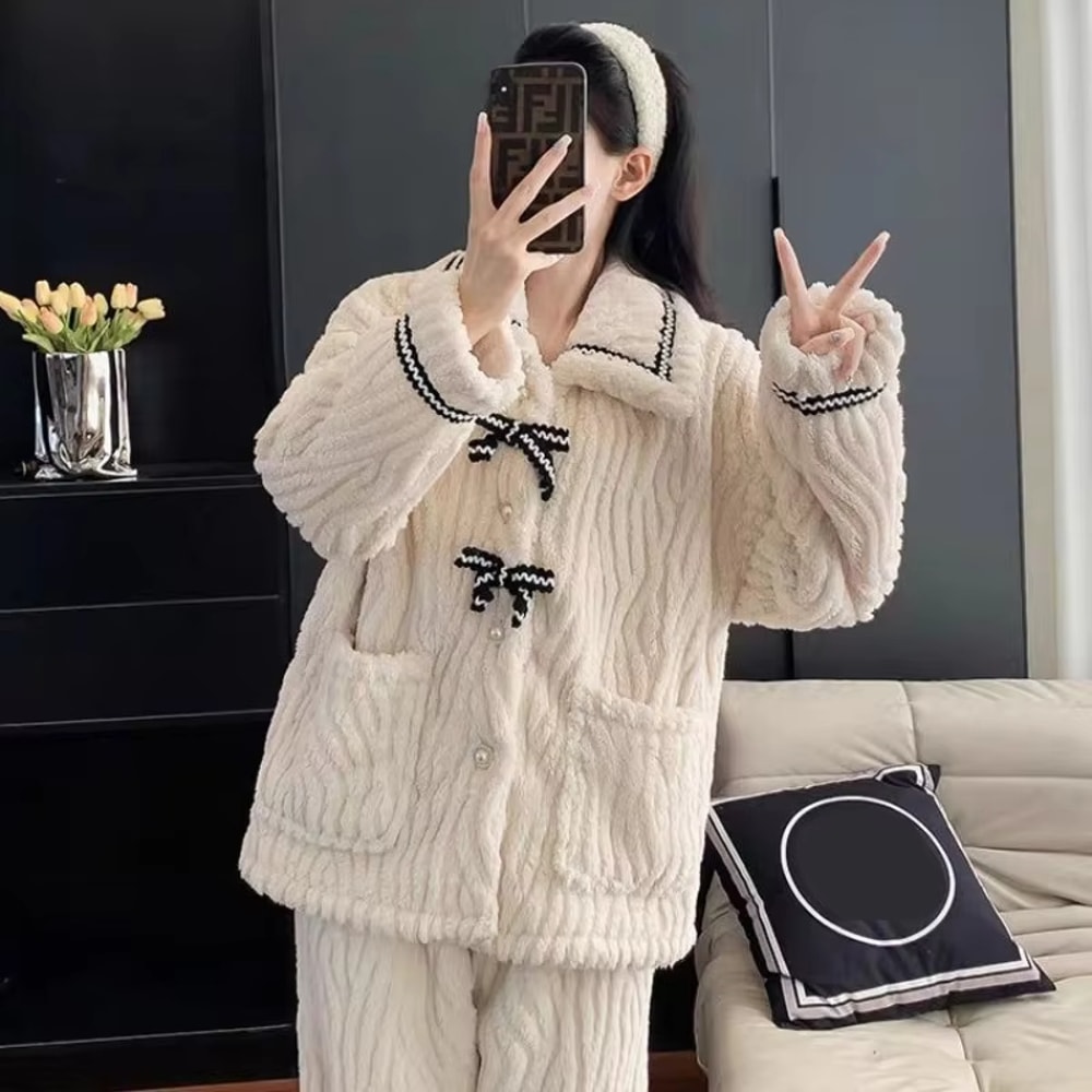 Womens Pajamas For Autumn And Winter Thickened Warm Princess Home Wear Padded Cozy Clothing For Stu 3