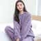 Women Casual Pajama Sets Autumn Solid Warm Thicken Velvet Ribbed Fleece Set 4