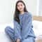 Women Casual Pajama Sets Autumn Solid Warm Thicken Velvet Ribbed Fleece Set 5