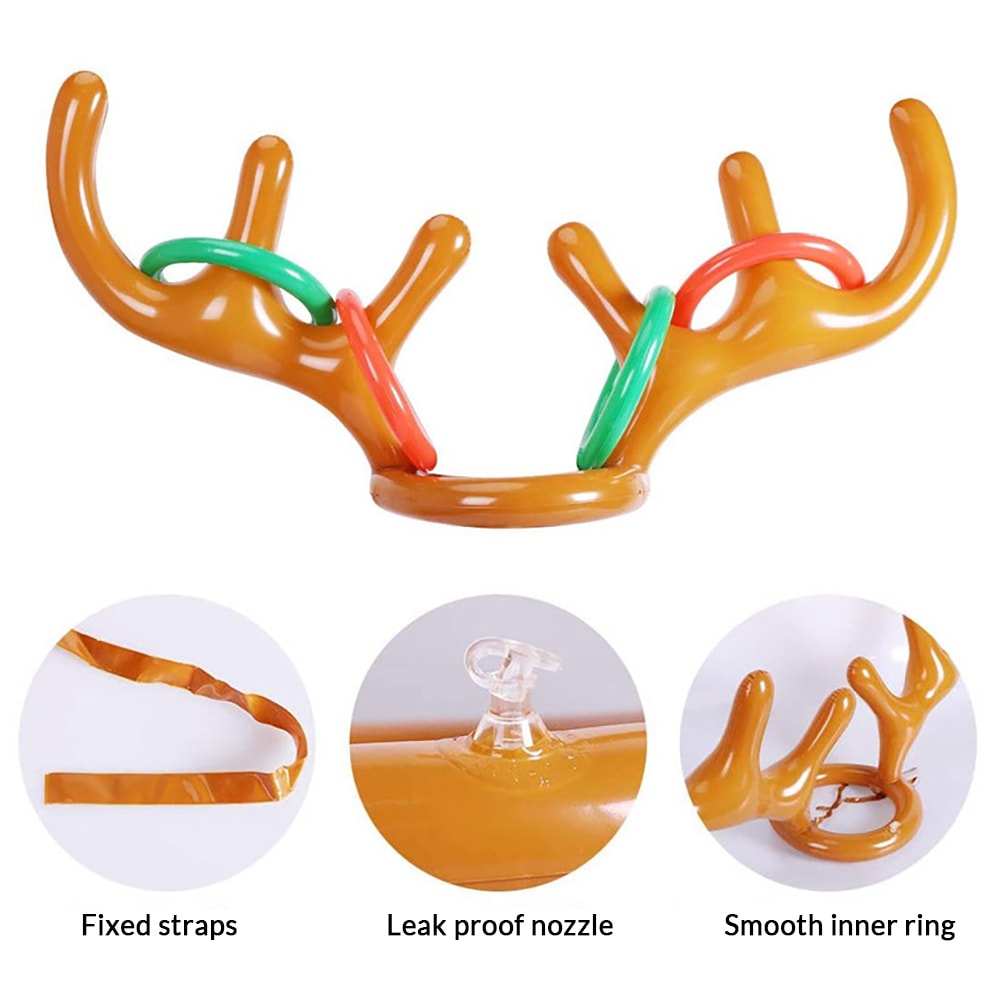 Inflatable Reindeer Antlers Ring Toss Game Christmas Fun For Family Parties New Year Gift Interacti 4