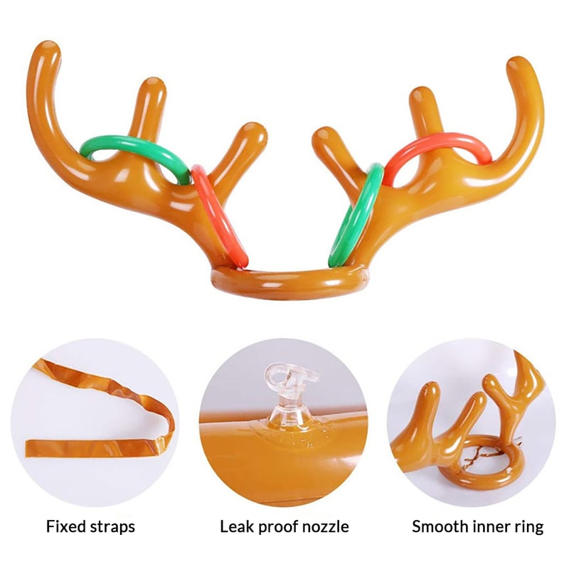 Inflatable Reindeer Antlers Ring Toss Game Christmas Fun For Family Parties New Year Gift Interacti 4