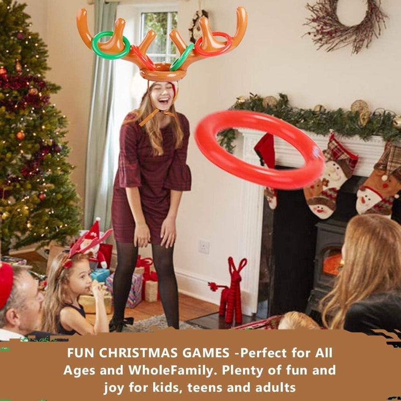 Inflatable Reindeer Antlers Ring Toss Game Christmas Fun For Family Parties New Year Gift Interacti 5