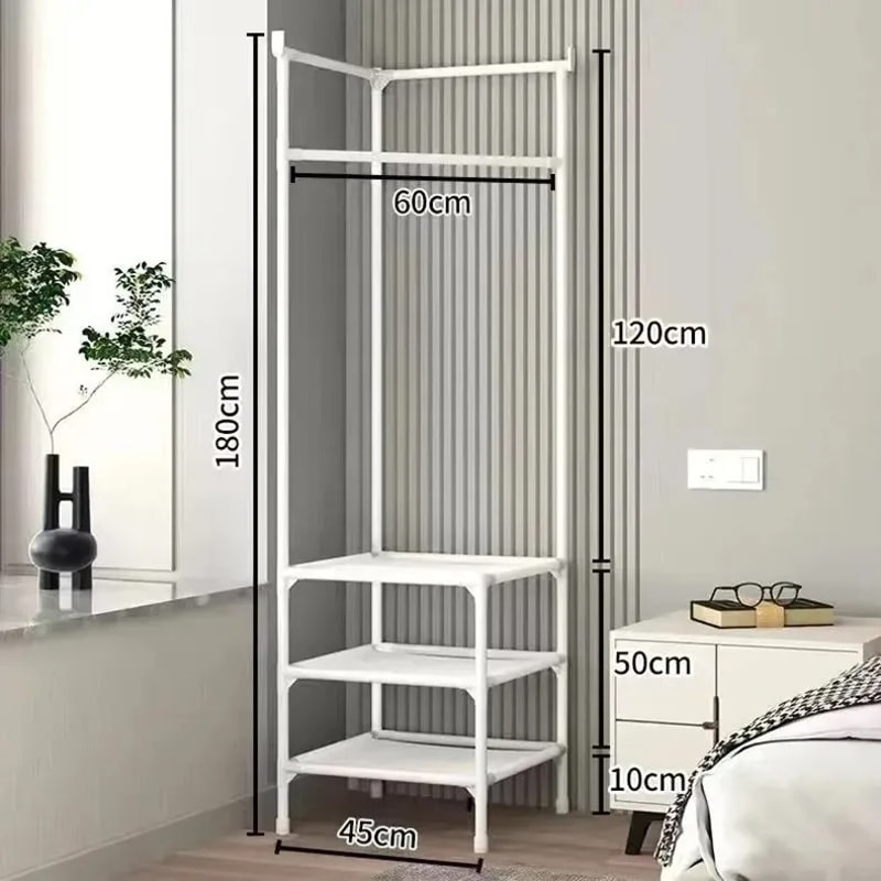 Multifunction Corner Coat Hat Rack Metal Clothing Storage Shelf Removable Detachable Floor Standing 4