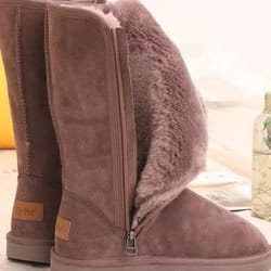 girls winter snow boots, waterproof warm genuine leather fur, knee high australia velvet winter boots for women classic