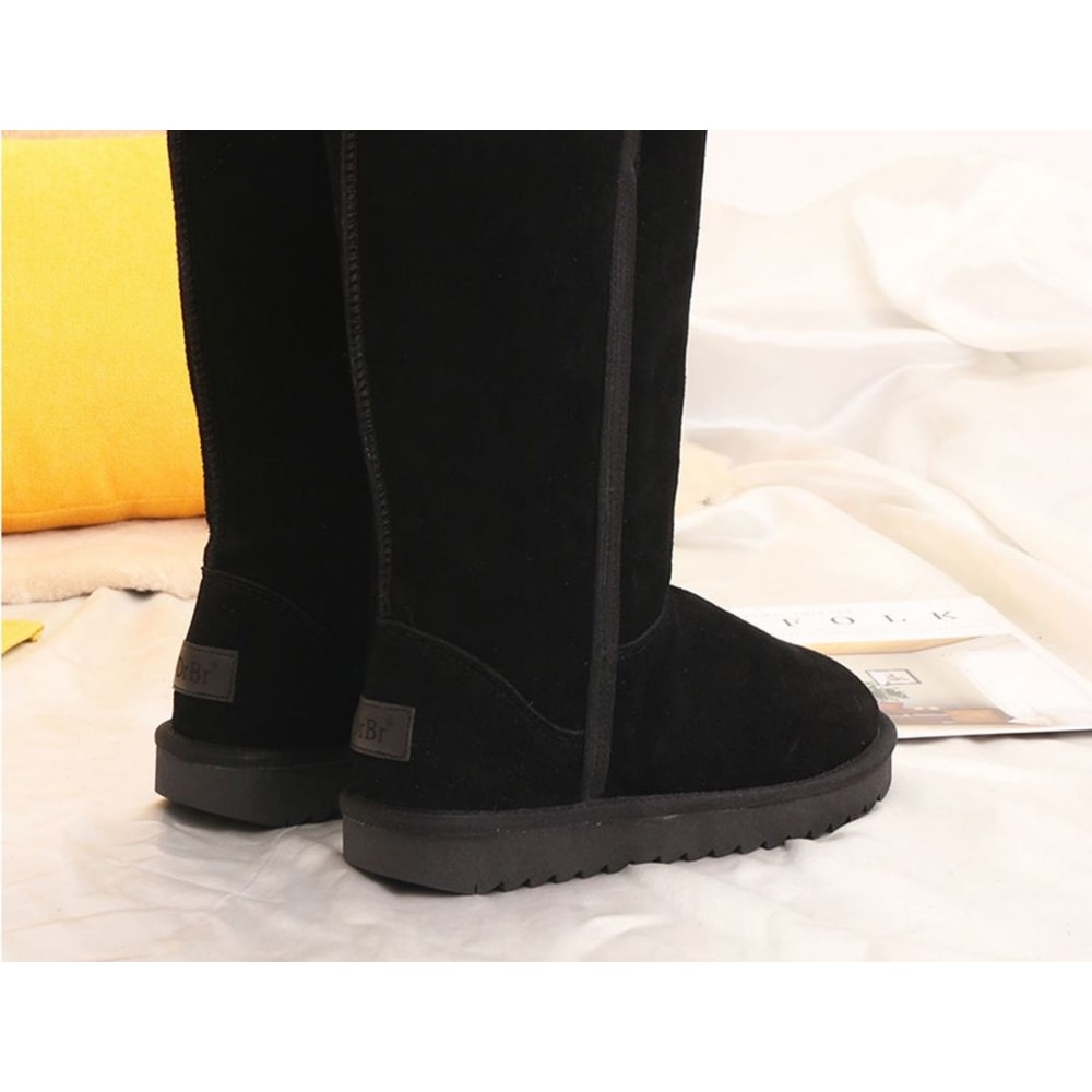 Girls Winter Snow Boots Waterproof Warm Genuine Leather Fur Knee High Australia Velvet Winter Boots 3