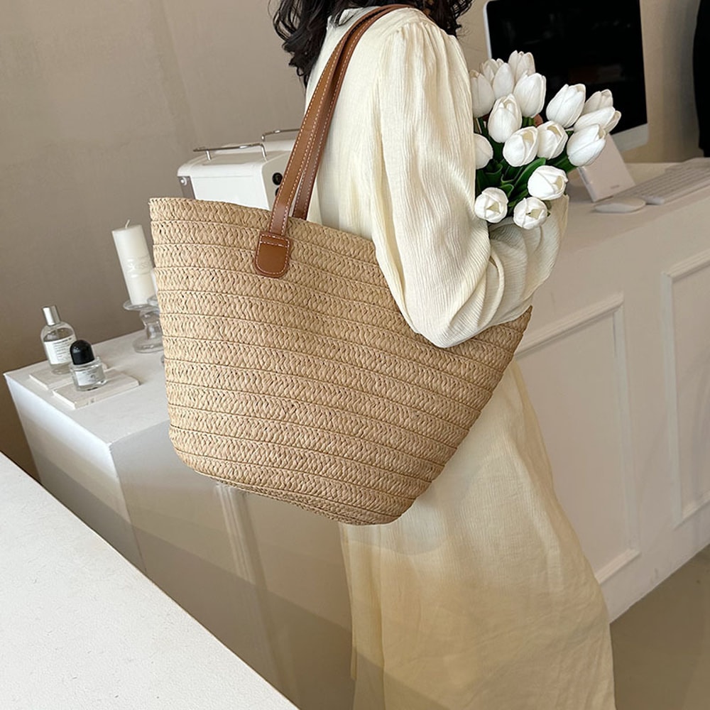 Fashion Womens Large Capacity Shoulder Bag Straw Woven Basket Handbag Luxury Designer Beach Bag Bal