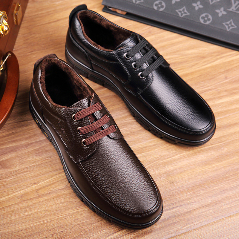 Genuine Leather Casual Shoes For Men Soft Sole Laceup Loafers Lightweight Luxury Brand Shoes For Ol 1