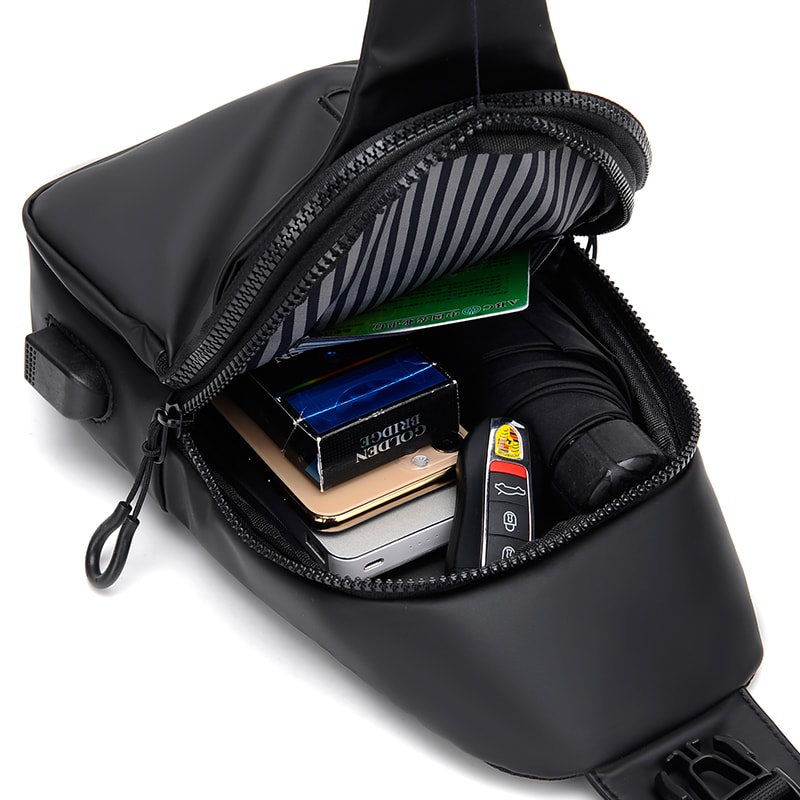 Mens Multifunctional Cross Bag With USB Charging Port Adjustable Shoulder Strap Ideal For Daily Com 2