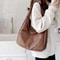 Fashionable Black Leather Tote Bag Large Capacity Simple Casual Womens Commuting Bag Versatile Shou 4