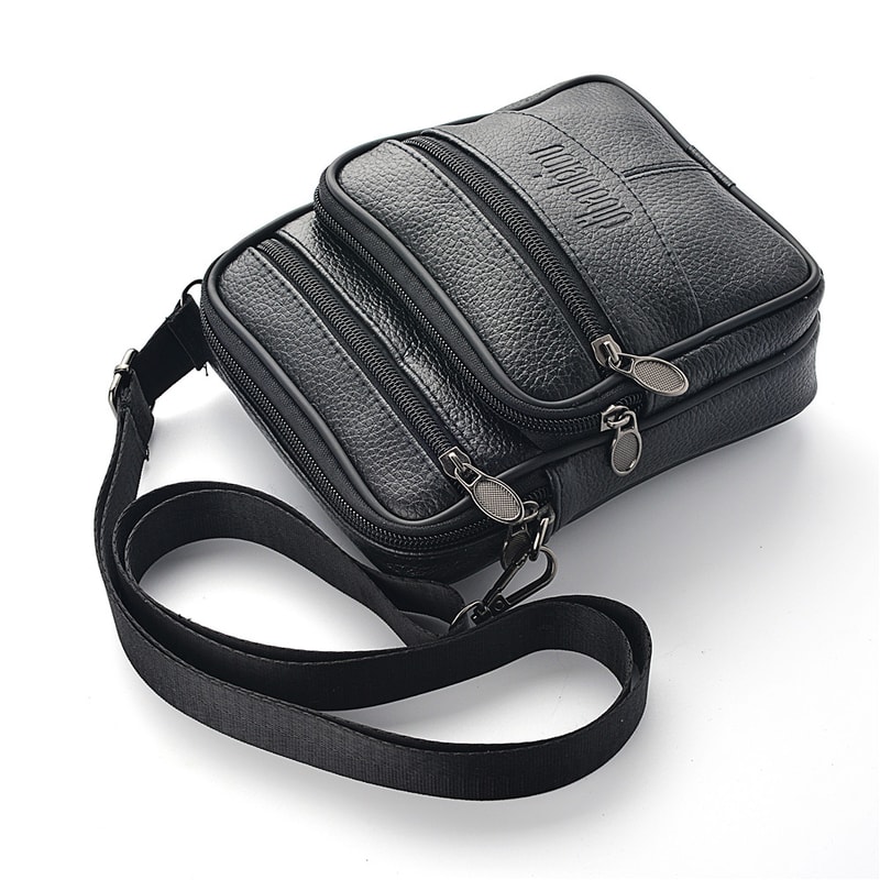 High Quality Zipper Pocket Mens Genuine Leather Crossbody Bag Retro Business Messenger Bag For Men 3