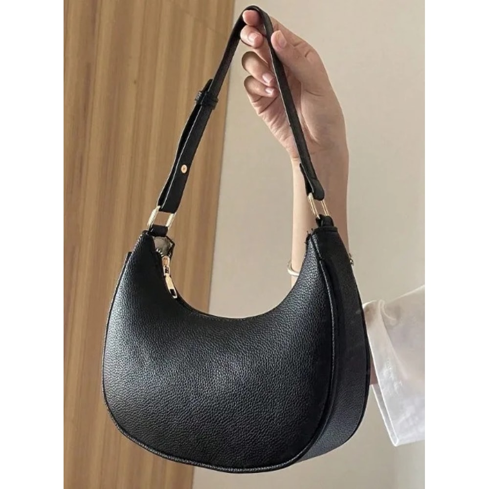 French HighEnd Fashionable Underarm Shoulder Bag Soft PU Leather Trendy Square Shape Internal Zippe 7