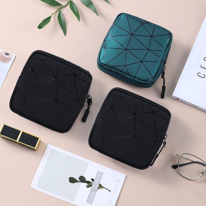 Waterproof Leather Period Bag With Zipper For Women And Teen Girls Sanitary Napkin Storage Bag Smal 1