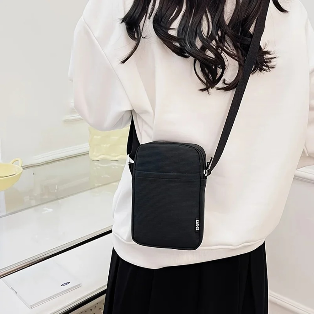 Women's Portable Mobile Phone Bag, New Fashion Simple Casual Shoulder Messenger Bag, Vertical Coin Key Bank Card