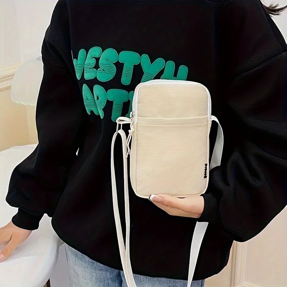 Women's Portable Mobile Phone Bag, New Fashion Simple Casual Shoulder Messenger Bag, Vertical Coin Key Bank Card