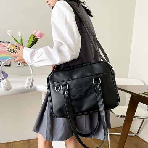 Women Japanese Style J Bag Leather Crossbody Shoulder Bag High School Student Uniform Simple Handbags