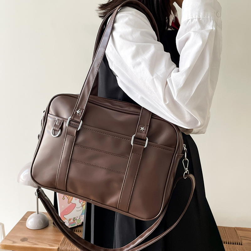 Women Japanese Style J Bag Leather Crossbody Shoulder Bag High School Student Uniform Simple Handba 3