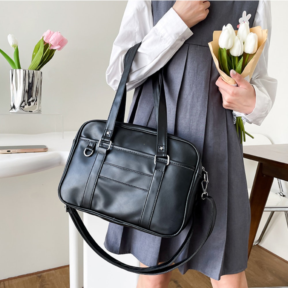 Women Japanese Style J Bag Leather Crossbody Shoulder Bag High School Student Uniform Simple Handba 4