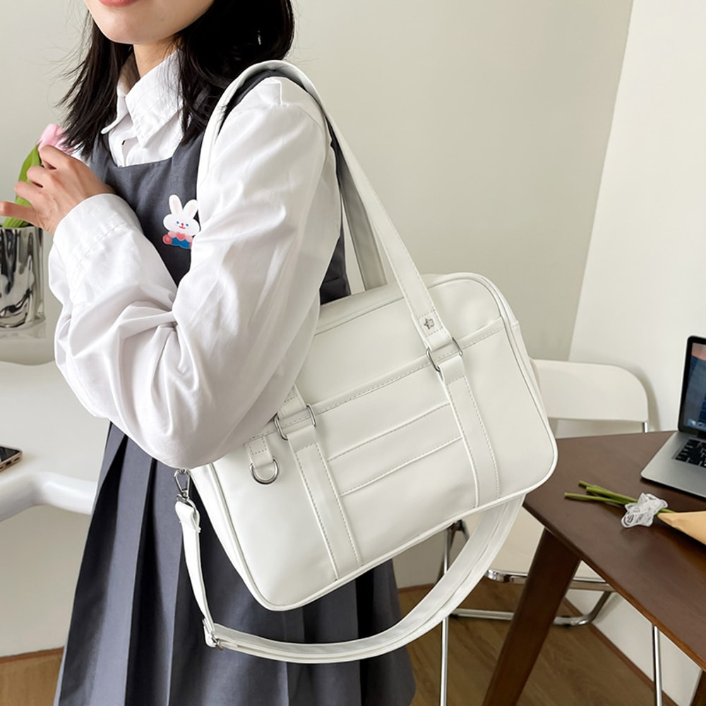 Women Japanese Style J Bag Leather Crossbody Shoulder Bag High School Student Uniform Simple Handba 5