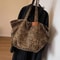 Vintage Canvas Shoulder Bag Leopard Pattern Tote Bag Fashion Big Capacity Handbag For School Work S 2