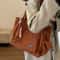 Retro Multi Pockets Handbag Solid Color Shoulder Bag Simple Corduroy Tote Bag For School Work Shopp 3