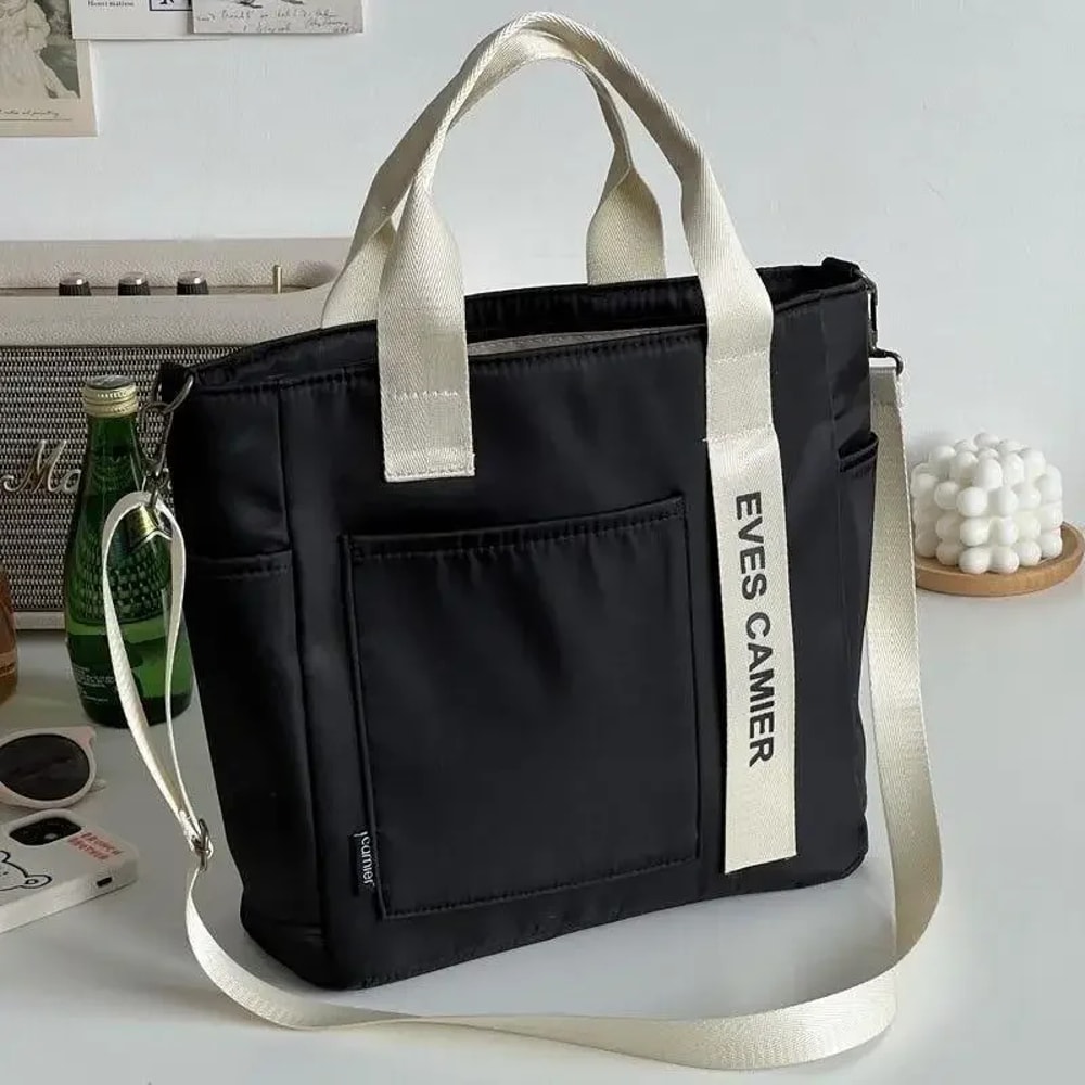 Casual Tote Large Capacity Shoulder Bag Waterproof Nylon Canvas Handbag Simple Fashion Messenger Ba 6