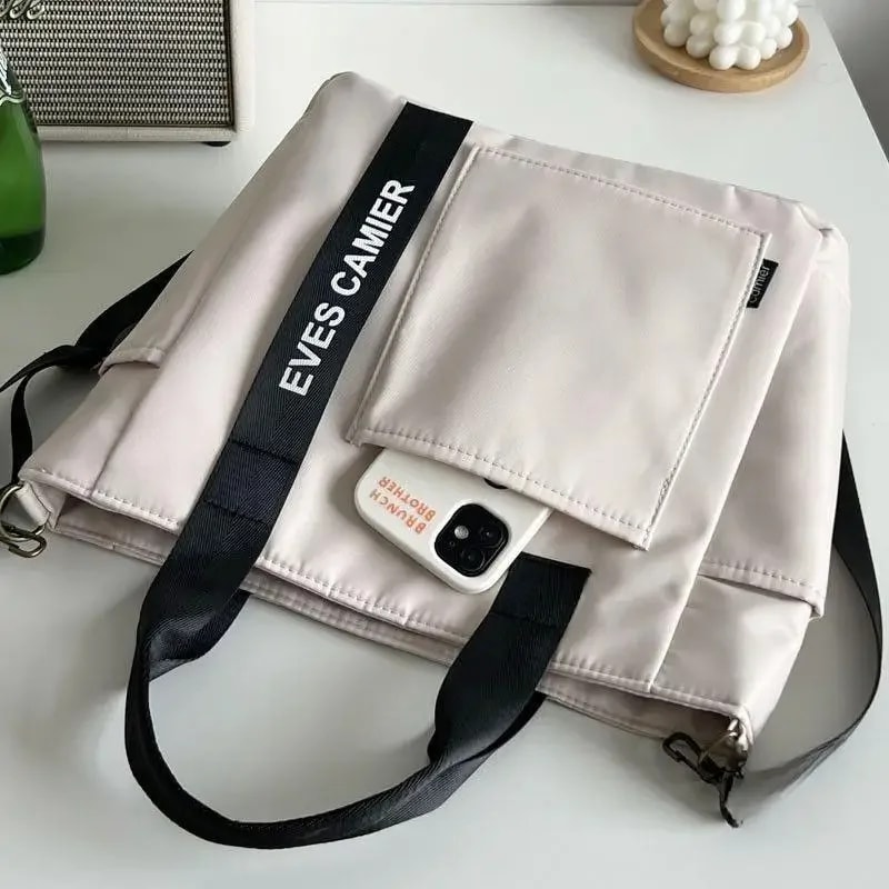 Casual Tote Large Capacity Shoulder Bag Waterproof Nylon Canvas Handbag Simple Fashion Messenger Ba 4