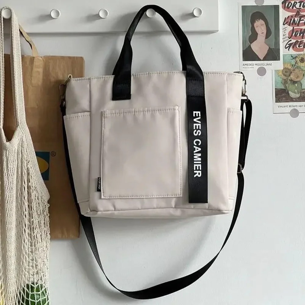 Casual Tote Large Capacity Shoulder Bag Waterproof Nylon Canvas Handbag Simple Fashion Messenger Ba 8