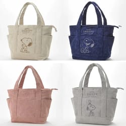cute snoopy disney series corduroy tote bag, casual hundred students large handbag, zipper shoulder large bag