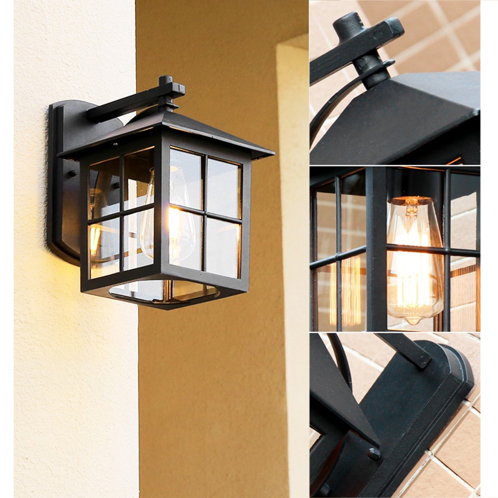 Retro LED Wall Lamp Outdoor Vintage Porch Light Fixtures Black Bronze Sconce For House And Garden 4